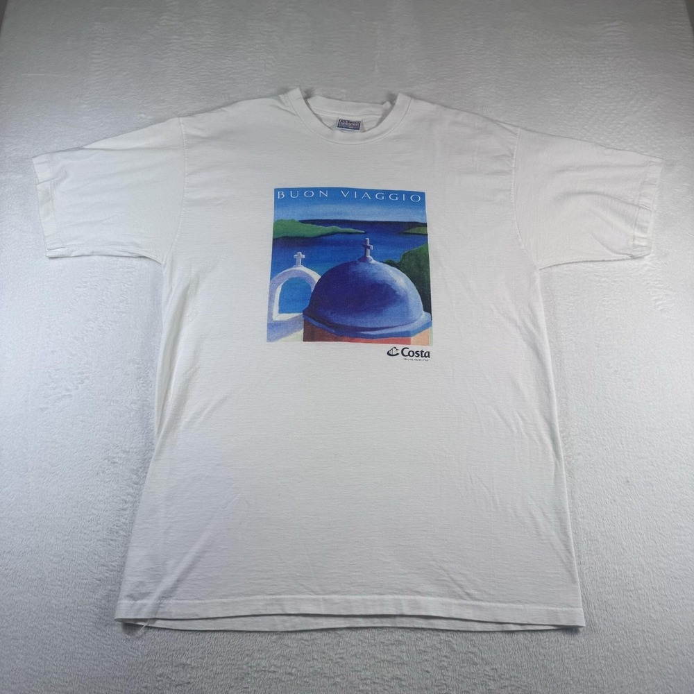Costa Buon Viaggio greece Shirt Mens XL White Cruise Travel Graphic Tee